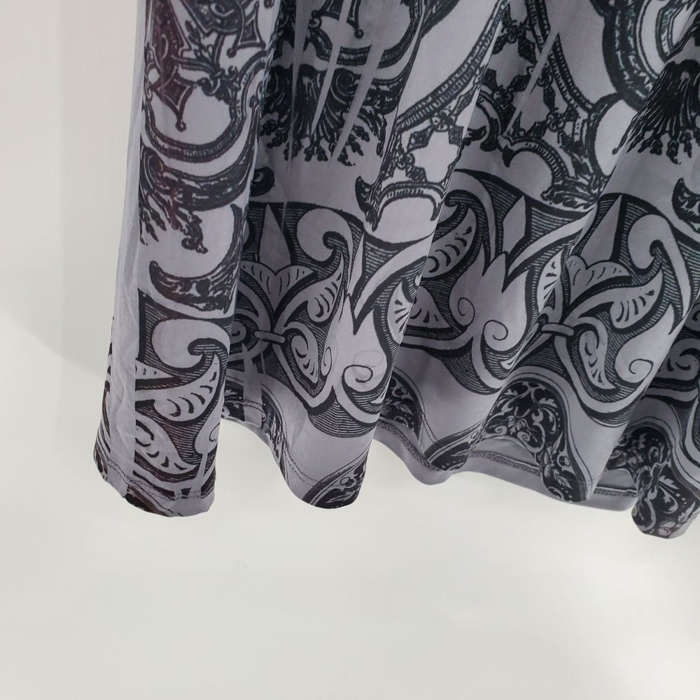 Vintage Womens Multi-Print Boho Dress Size L Gray Short Sleeve V-Neck Agenda - Picture 3 of 8